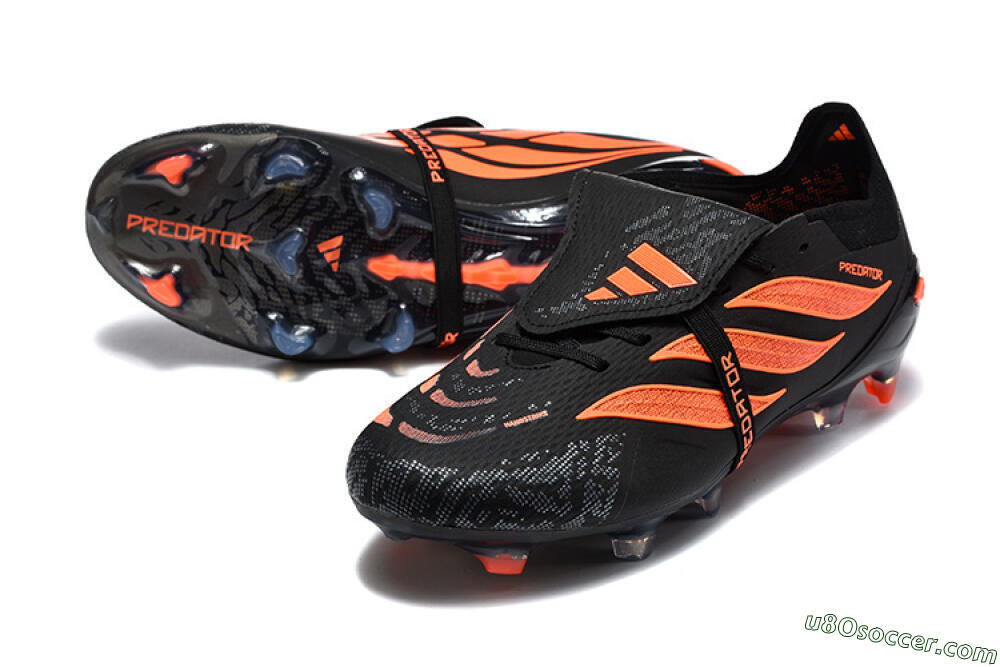 Adidas Predator 26 Elite Fold-Over Tongue FG Firm Ground Soccer Cleats - Black/Vibrant Orange/Shadow Black 3