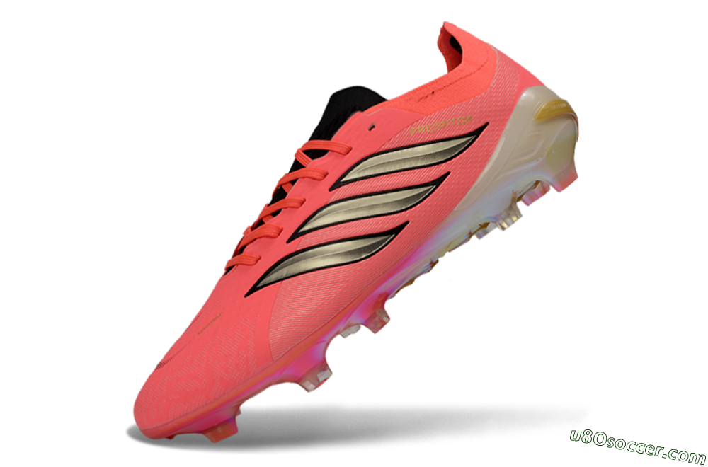 Adidas Predator 26 Elite FG Firm Ground Soccer Cleats - Pink/Sunny Coral/Gleaming Gold 5
