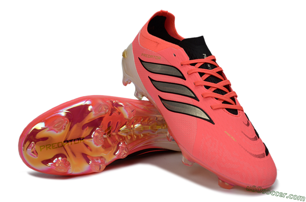 Adidas Predator 26 Elite FG Firm Ground Soccer Cleats - Pink/Sunny Coral/Gleaming Gold 3