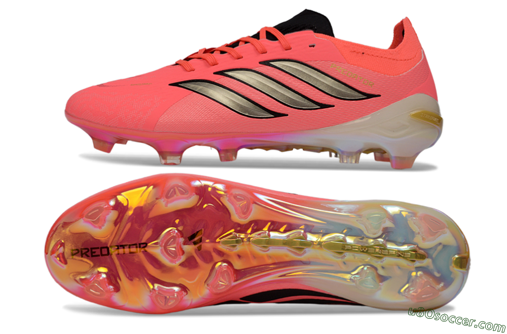 Adidas Predator 26 Elite FG Firm Ground Soccer Cleats - Pink/Sunny Coral/Gleaming Gold 0