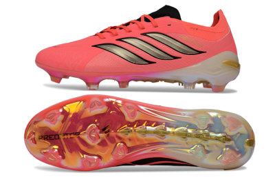 Adidas Predator 26 Elite FG Firm Ground Soccer Cleats - Pink/Sunny Coral/Gleaming Gold