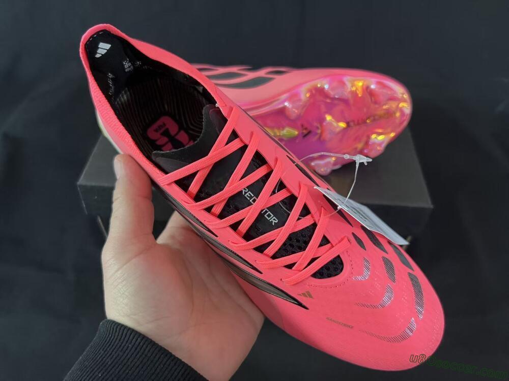 Adidas Predator 26 Elite FG Firm Ground Soccer Cleats - Pink/Sunny Coral/Gleaming Gold