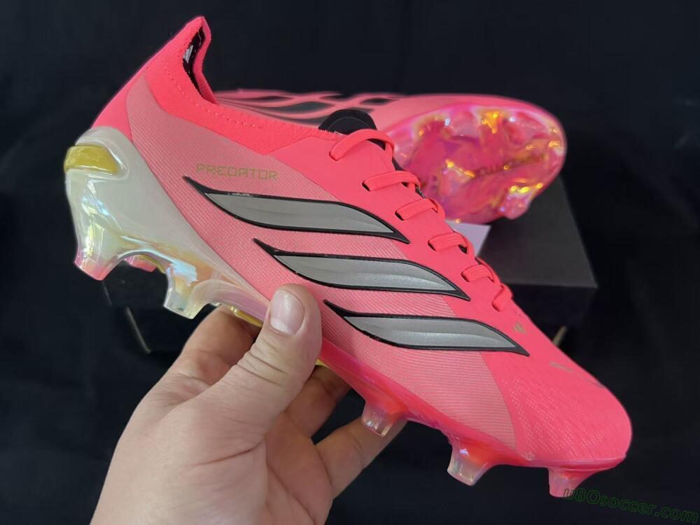 Adidas Predator 26 Elite FG Firm Ground Soccer Cleats - Pink/Sunny Coral/Gleaming Gold