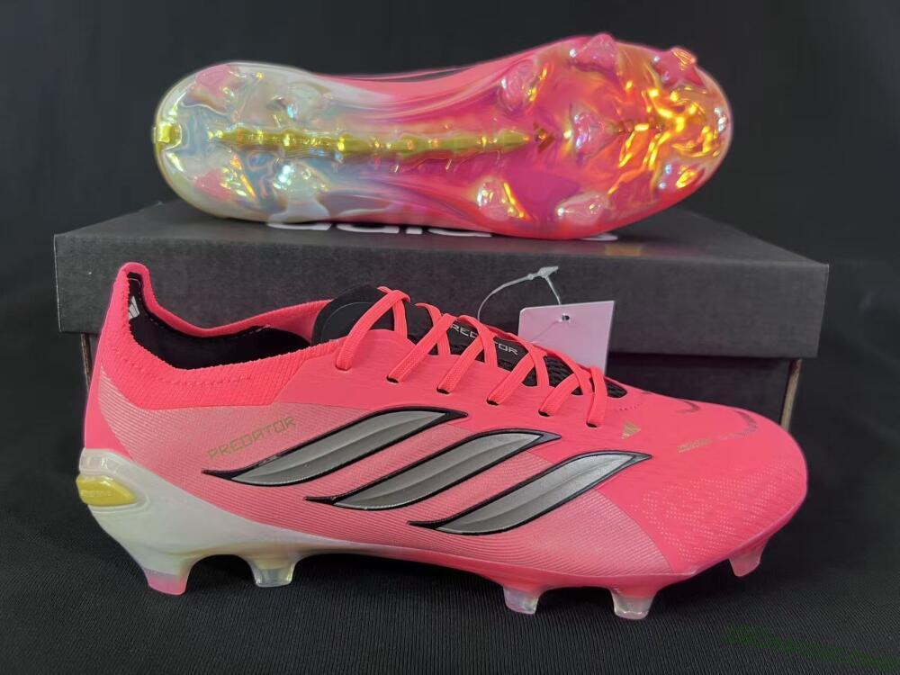 Adidas Predator 26 Elite FG Firm Ground Soccer Cleats - Pink/Sunny Coral/Gleaming Gold