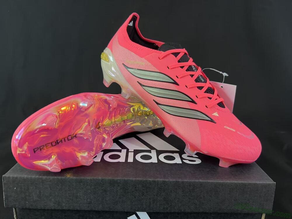 Adidas Predator 26 Elite FG Firm Ground Soccer Cleats - Pink/Sunny Coral/Gleaming Gold
