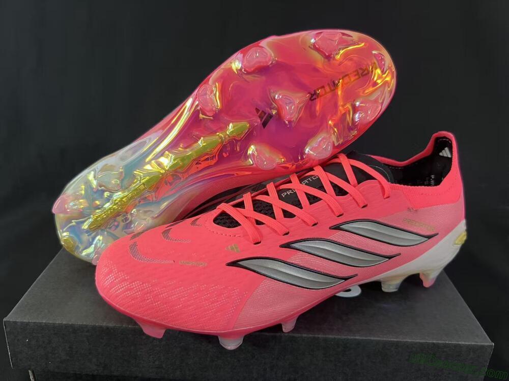 Adidas Predator 26 Elite FG Firm Ground Soccer Cleats - Pink/Sunny Coral/Gleaming Gold