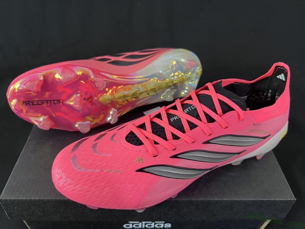 Adidas Predator 26 Elite FG Firm Ground Soccer Cleats - Pink/Sunny Coral/Gleaming Gold