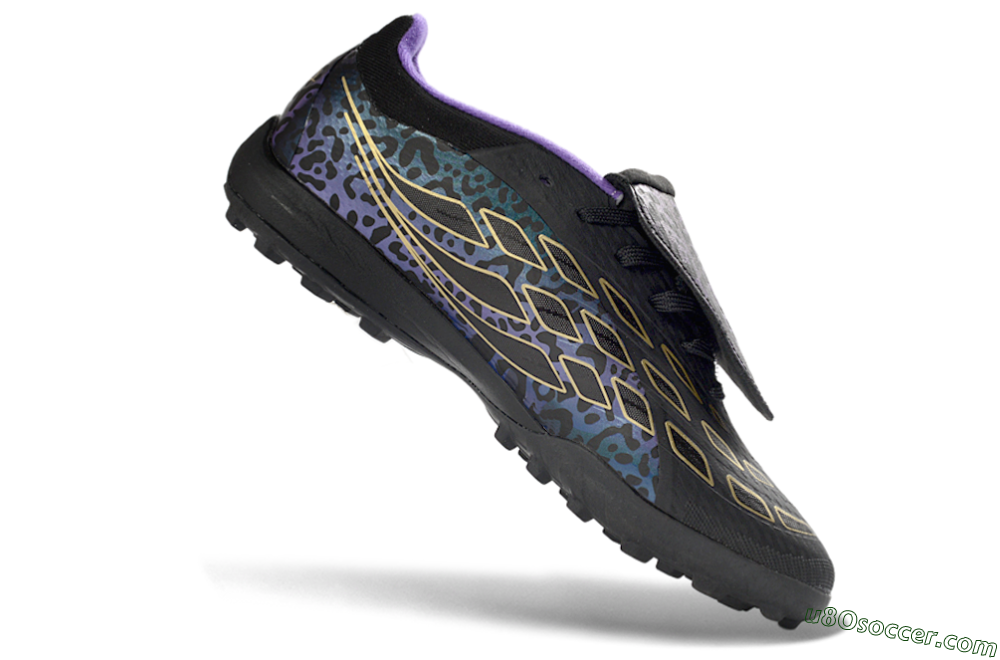 Adidas Predator 26 Elite Fold-Over Tongue TF Artificial Turf Soccer Shoes - Black/Royal Purple/Gold 4