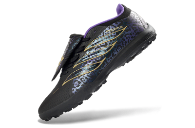 Adidas Predator 26 Elite Fold-Over Tongue TF Artificial Turf Soccer Shoes - Black/Royal Purple/Gold