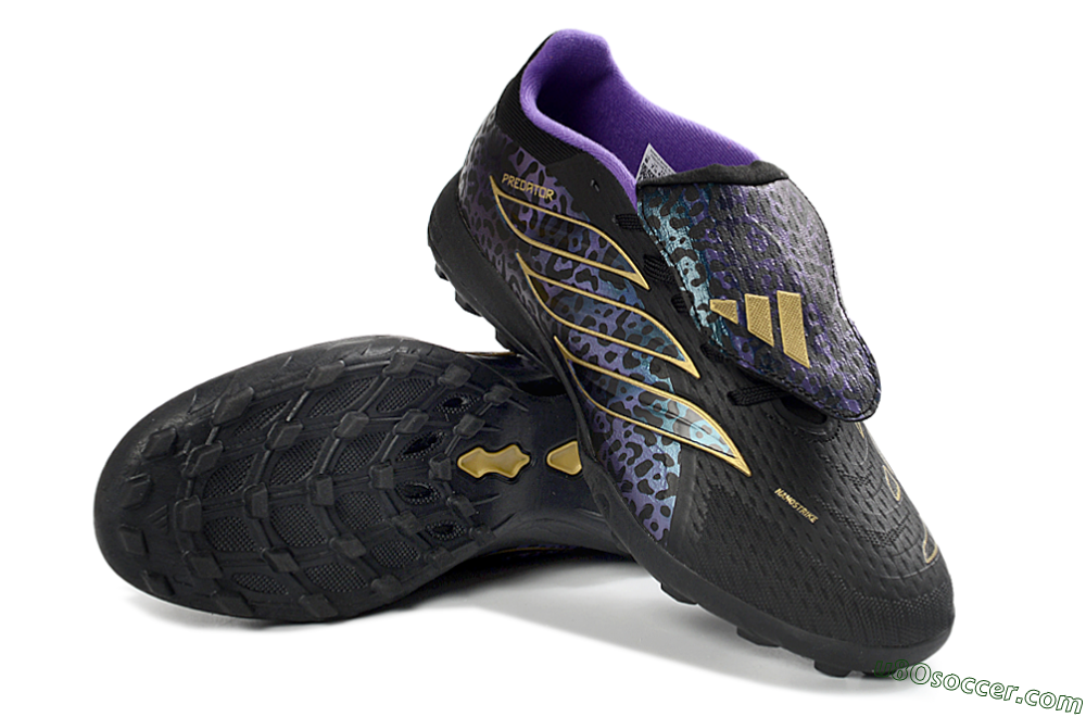 Adidas Predator 26 Elite Fold-Over Tongue TF Artificial Turf Soccer Shoes - Black/Royal Purple/Gold 3