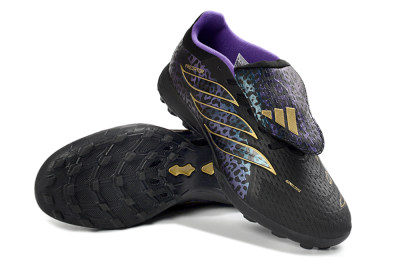 Adidas Predator 26 Elite Fold-Over Tongue TF Artificial Turf Soccer Shoes - Black/Royal Purple/Gold