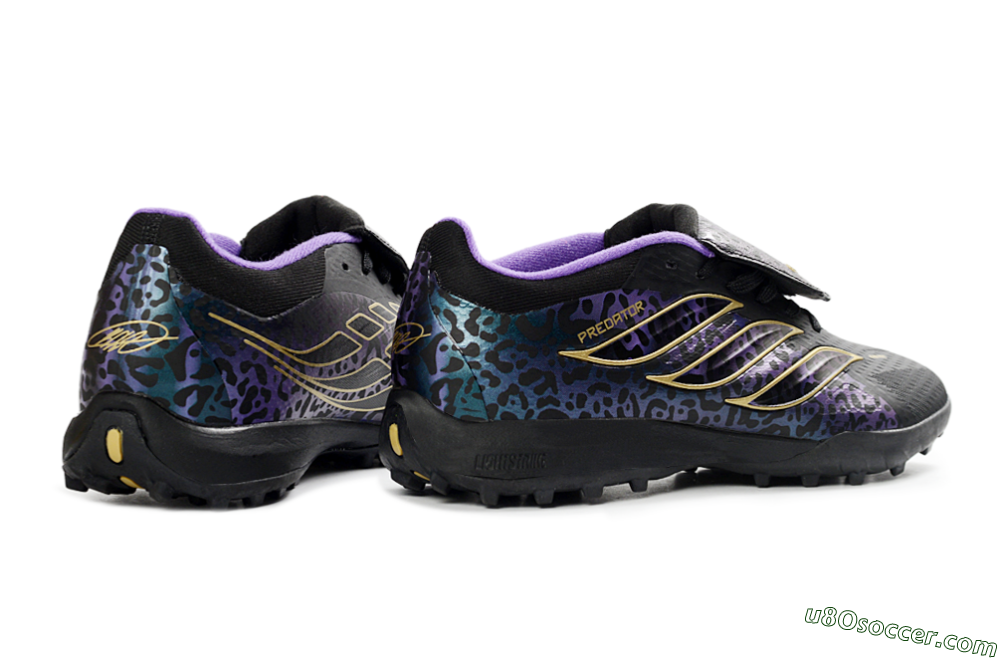 Adidas Predator 26 Elite Fold-Over Tongue TF Artificial Turf Soccer Shoes - Black/Royal Purple/Gold 6