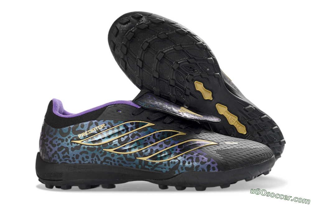 Adidas Predator 26 Elite Fold-Over Tongue TF Artificial Turf Soccer Shoes - Black/Royal Purple/Gold 1
