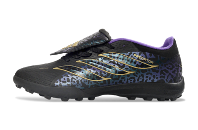 Adidas Predator 26 Elite Fold-Over Tongue TF Artificial Turf Soccer Shoes - Black/Royal Purple/Gold