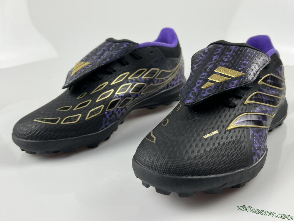 Adidas Predator 26 Elite Fold-Over Tongue TF Artificial Turf Soccer Shoes - Black/Royal Purple/Gold