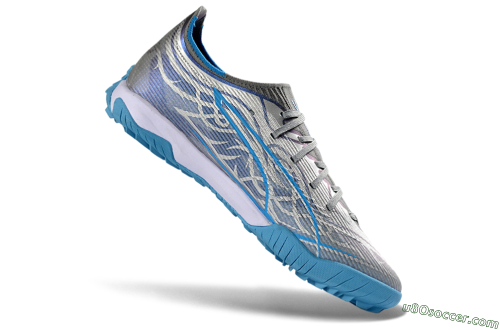 Puma Ultra Ultimate TF Artificial Turf Soccer Shoes - Gray/Sky Blue/Silver 4