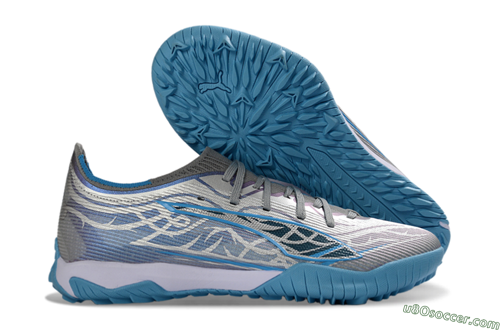 Puma Ultra Ultimate TF Artificial Turf Soccer Shoes - Gray/Sky Blue/Silver 1