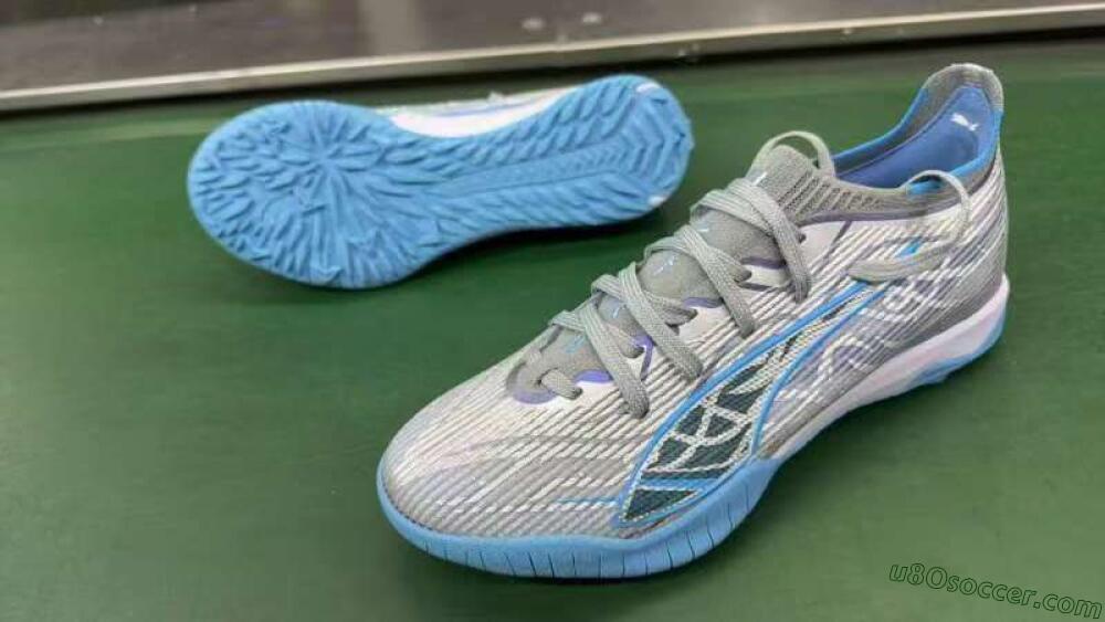 Puma Ultra Ultimate TF Artificial Turf Soccer Shoes - Gray/Sky Blue/Silver