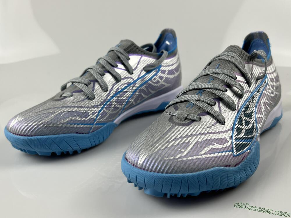 Puma Ultra Ultimate TF Artificial Turf Soccer Shoes - Gray/Sky Blue/Silver