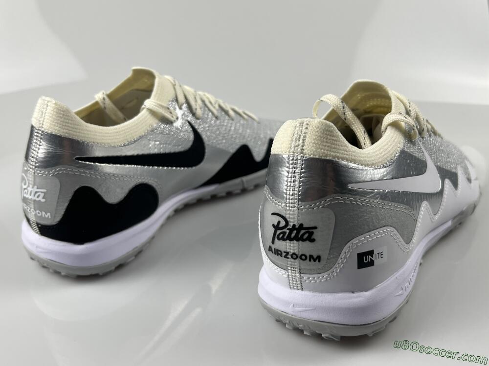 Patta United x Nike Air Zoom Mercurial Vapor 16 Elite TF Artificial Turf Soccer Shoes - Silver/Black/Silver