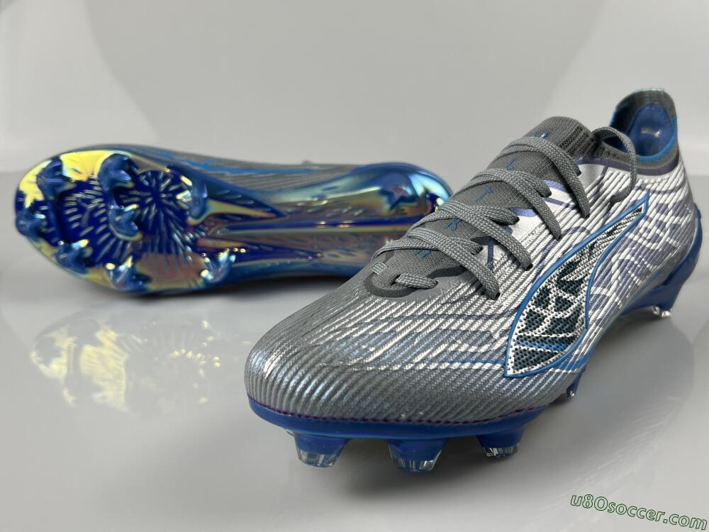 Puma Ultra Ultimate FG Firm Ground Soccer Cleats - Gray/Electric Blue/Deep Ocean