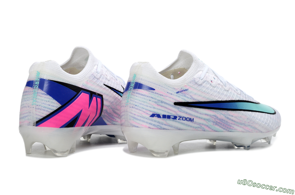 Nike Air Zoom Mercurial Vapor 16 Elite FG Firm Ground Soccer Cleats - White/Aqua Blue/Misty Pink 5