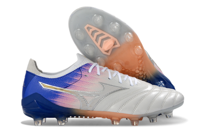 Mizuno Morelia Neo 4 FG Firm Ground Soccer Cleats - Silver/Blue Wave/Pink Gradient