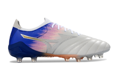 Mizuno Morelia Neo 4 FG Firm Ground Soccer Cleats - Silver/Blue Wave/Pink Gradient