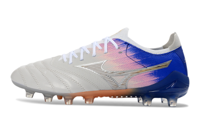 Mizuno Morelia Neo 4 FG Firm Ground Soccer Cleats - Silver/Blue Wave/Pink Gradient