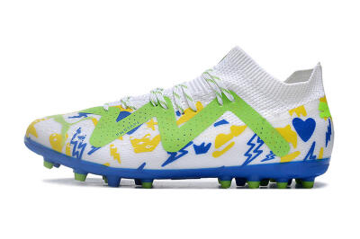 Puma Future 8 Ultimate MG Multi Ground Soccer Cleats - White/Neon Green/Blue