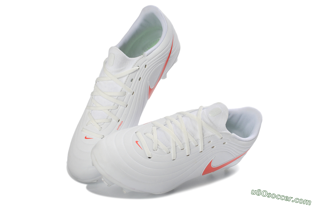 Nike Tiempo Legend 10 Elite FG Firm Ground Soccer Cleats - White/Coral Red/Deep Blue 3
