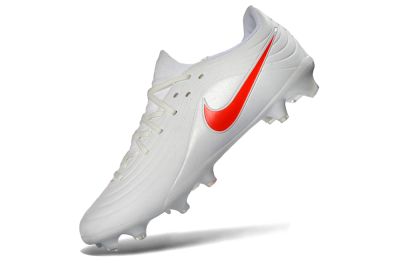 Nike Tiempo Legend 10 Elite FG Firm Ground Soccer Cleats - White/Coral Red/Deep Blue