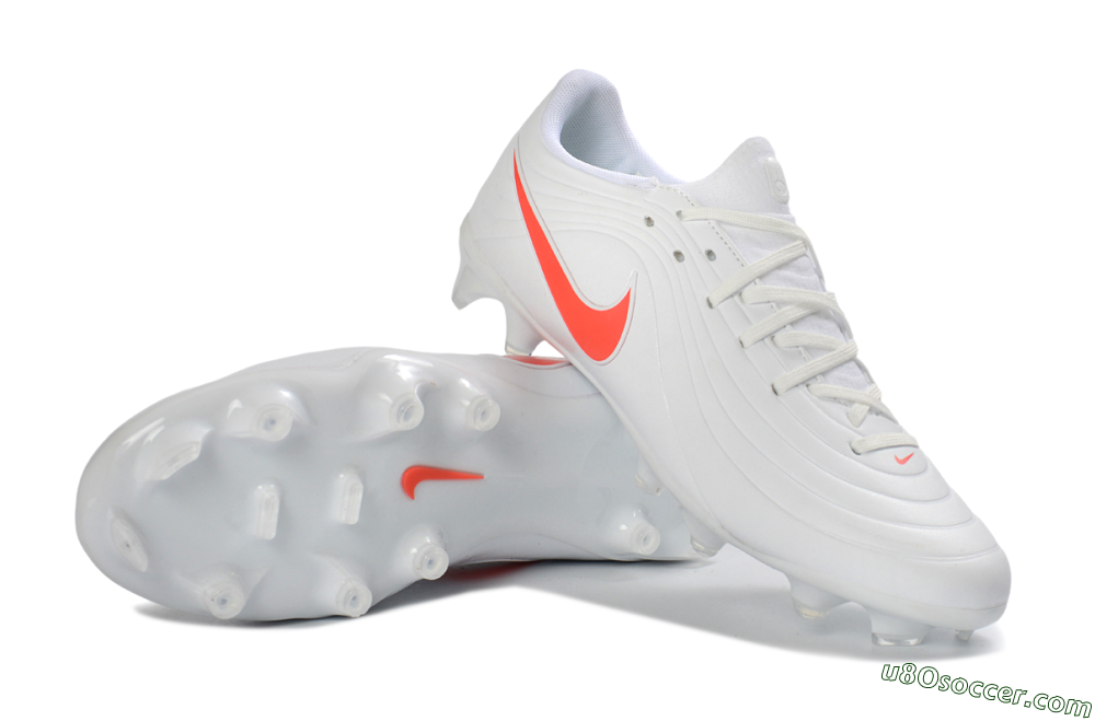 Nike Tiempo Legend 10 Elite FG Firm Ground Soccer Cleats - White/Coral Red/Deep Blue 0