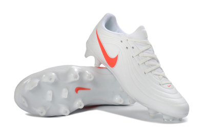 Nike Tiempo Legend 10 Elite FG Firm Ground Soccer Cleats - White/Coral Red/Deep Blue