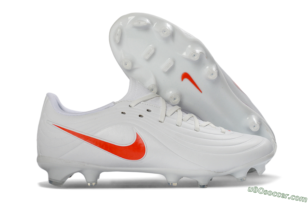 Nike Tiempo Legend 10 Elite FG Firm Ground Soccer Cleats - White/Coral Red/Deep Blue 1