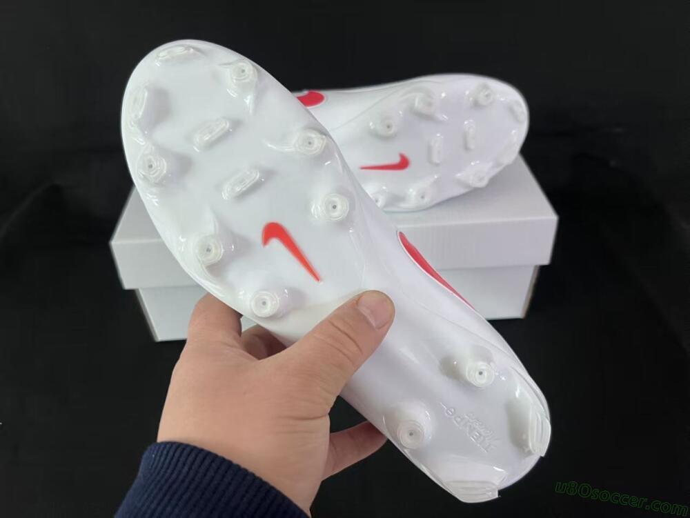 Nike Tiempo Legend 10 Elite FG Firm Ground Soccer Cleats - White/Coral Red/Deep Blue