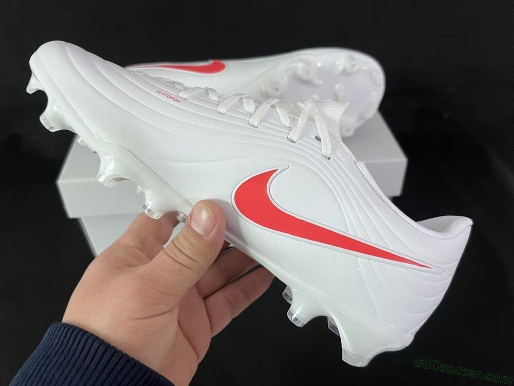 Nike Tiempo Legend 10 Elite FG Firm Ground Soccer Cleats - White/Coral Red/Deep Blue