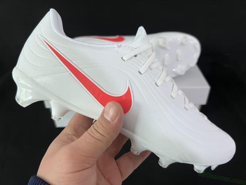 Nike Tiempo Legend 10 Elite FG Firm Ground Soccer Cleats - White/Coral Red/Deep Blue