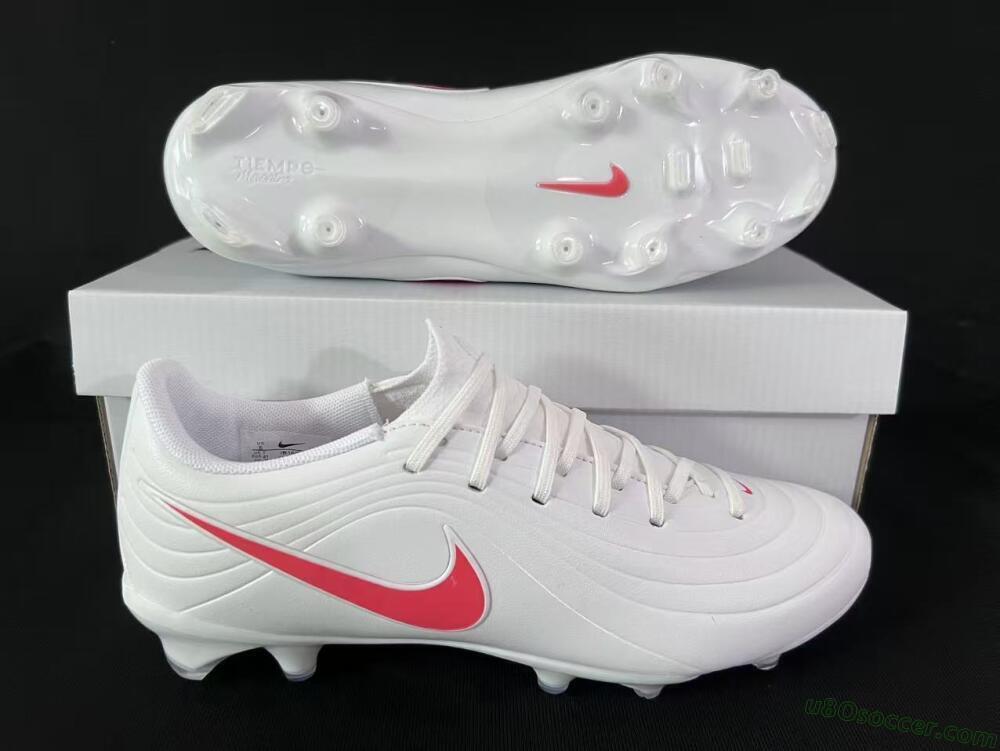 Nike Tiempo Legend 10 Elite FG Firm Ground Soccer Cleats - White/Coral Red/Deep Blue