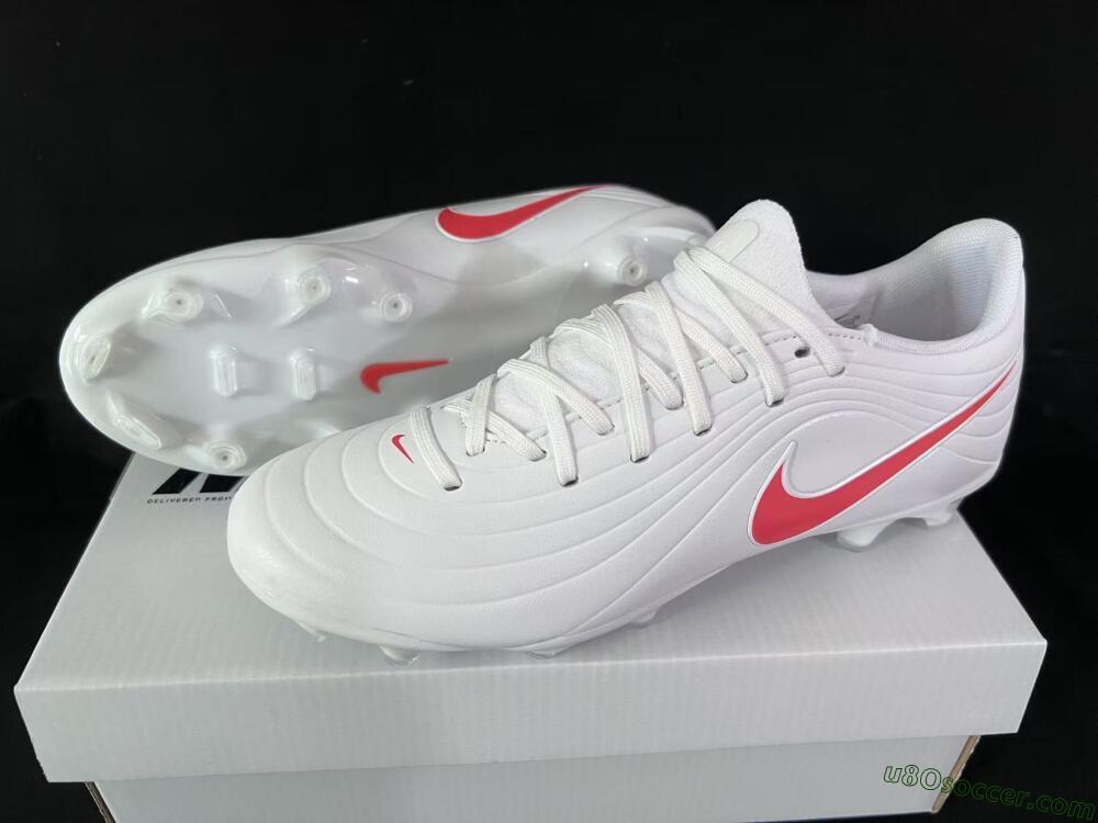 Nike Tiempo Legend 10 Elite FG Firm Ground Soccer Cleats - White/Coral Red/Deep Blue