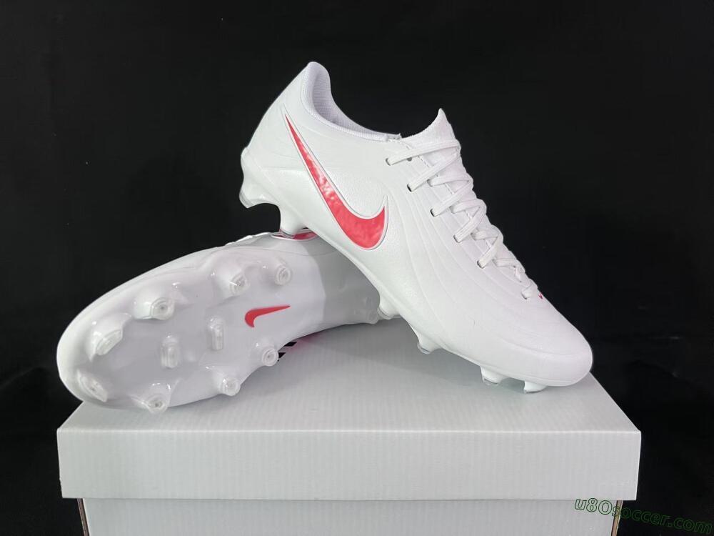 Nike Tiempo Legend 10 Elite FG Firm Ground Soccer Cleats - White/Coral Red/Deep Blue