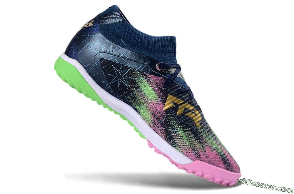 Puma Future 8 Ultimate TF Artificial Turf Soccer Shoes - Green/Pink Blast/Deep Blue 3