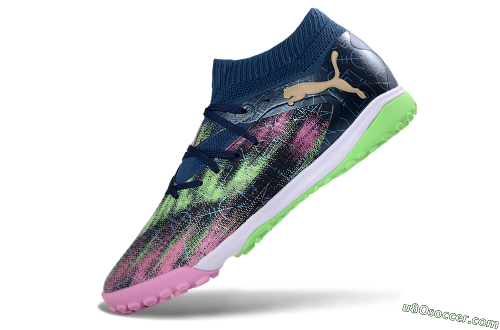 Puma Future 8 Ultimate TF Artificial Turf Soccer Shoes - Green/Pink Blast/Deep Blue 4