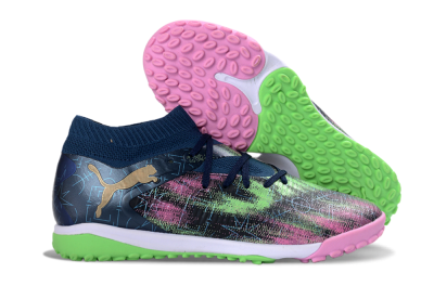 Puma Future 8 Ultimate TF Artificial Turf Soccer Shoes - Green/Pink Blast/Deep Blue