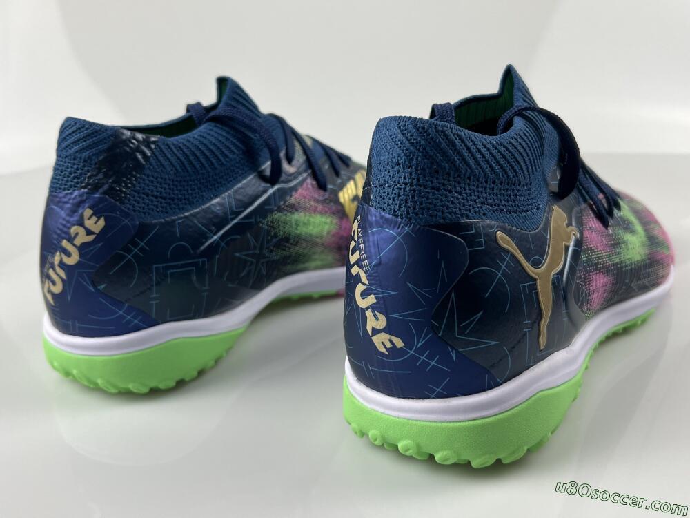 Puma Future 8 Ultimate TF Artificial Turf Soccer Shoes - Green/Pink Blast/Deep Blue