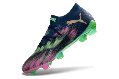 Puma Future 8 Ultimate FG Firm Ground Soccer Cleats - Navy/Electric Green/Fuchsia Pink