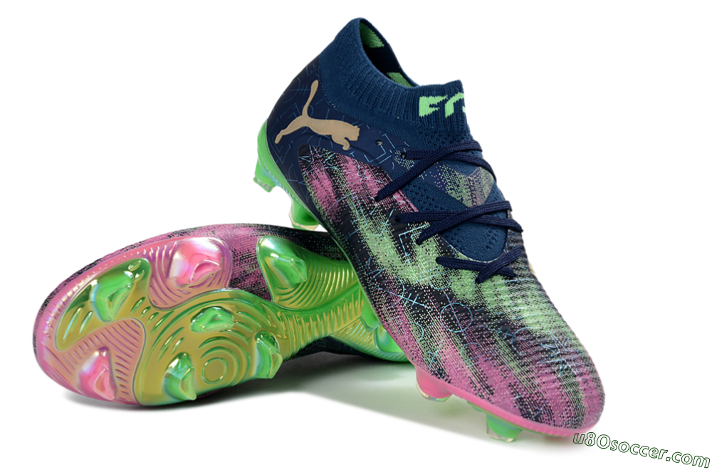 Puma Future 8 Ultimate FG Firm Ground Soccer Cleats - Navy/Electric Green/Fuchsia Pink 0