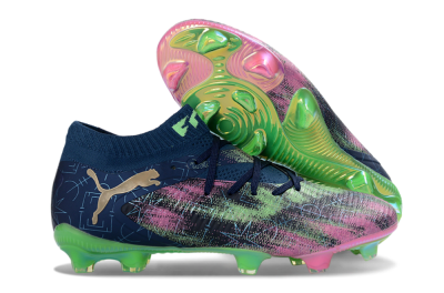 Puma Future 8 Ultimate FG Firm Ground Soccer Cleats - Navy/Electric Green/Fuchsia Pink