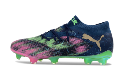 Puma Future 8 Ultimate FG Firm Ground Soccer Cleats - Navy/Electric Green/Fuchsia Pink