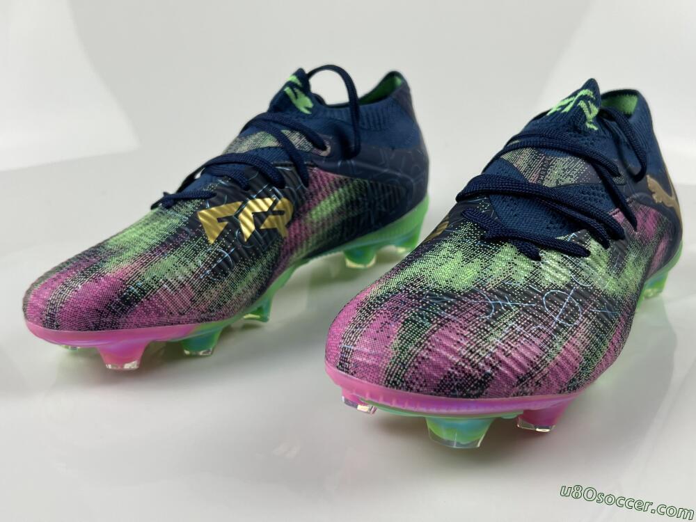 Puma Future 8 Ultimate FG Firm Ground Soccer Cleats - Navy/Electric Green/Fuchsia Pink